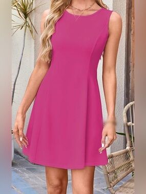 Polo by Ralph Lauren Bright Fuchsia Sleeveless A-Line Mini Polyester Dress 8P